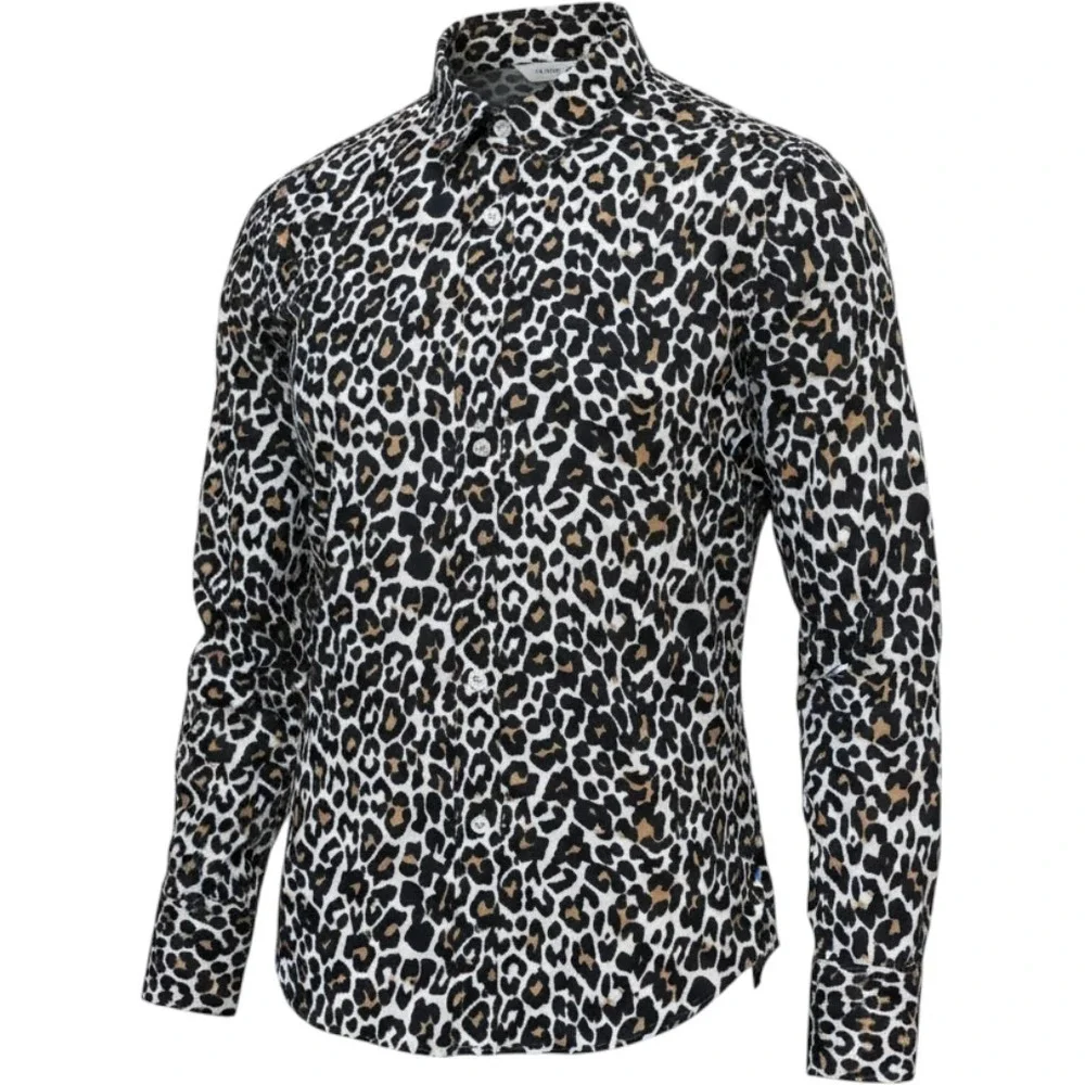 J.Crew Womens Leopard Print Slim Linen Cotton Button Down Shirt Size 4